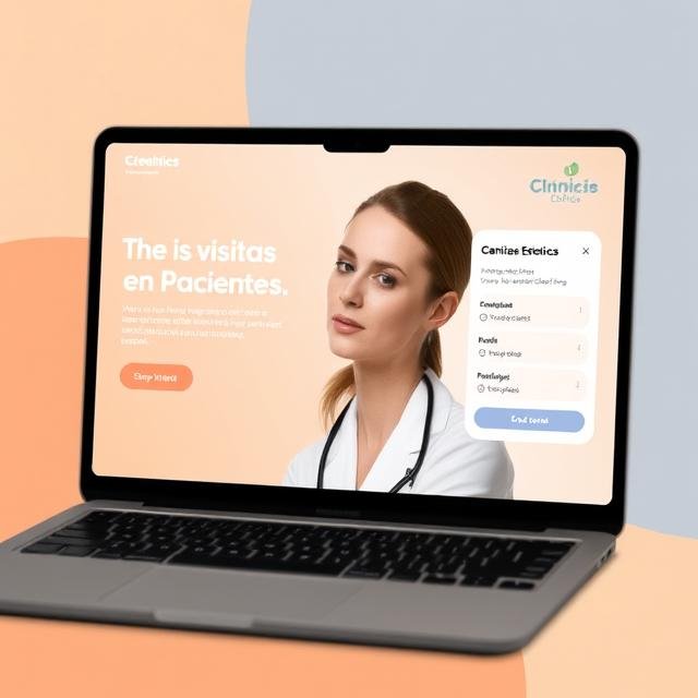 Portátil mostrando el diseño de una página web para clínica estética con enfoque UX/UI centrado en conversión